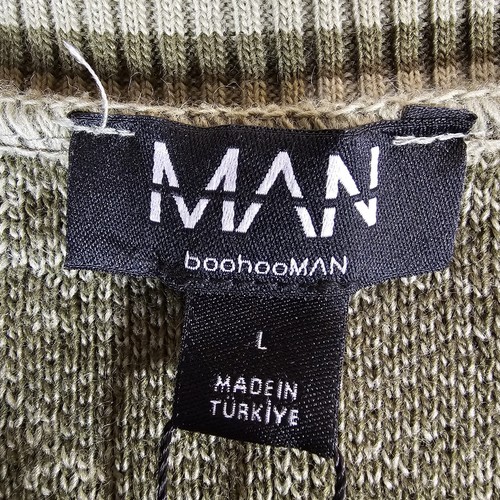 NWT BOOHOO MAN V-neck Sweater Adult Size Large Green All Over Skull Print Men's - Picture 6 of 10