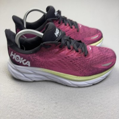 Hoka One One Clifton 8 Wide Shoes Womens Size 8.5 Pink Running Sneakers Mesh
