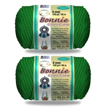 Pepperell Bonnie Braid Macrame Cord | 4mm x 100yd | Value 2-Pack | Twisted Po...