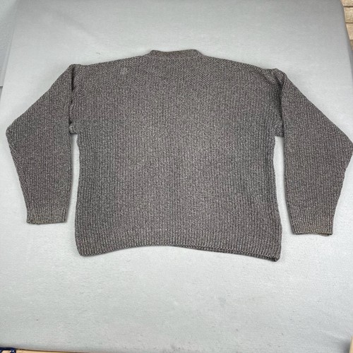 Vintage Eddie Bauer Sweater Mens Large Cable Knit Henley Grandad Collar Popover - Picture 3 of 15