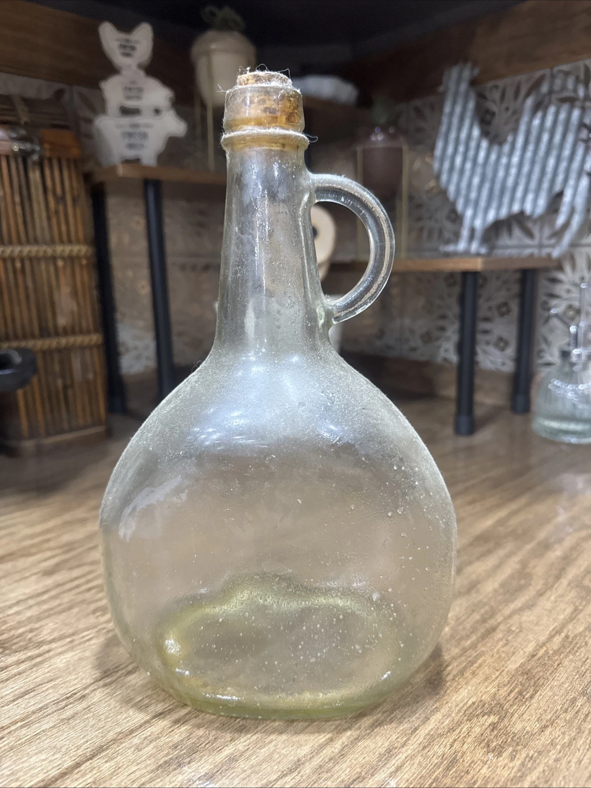 Vintage Glass Olive Oil Bottle