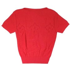 Vintage Barry & Me Red Knit Cropped Short Sleeve Sweater Women USA Made