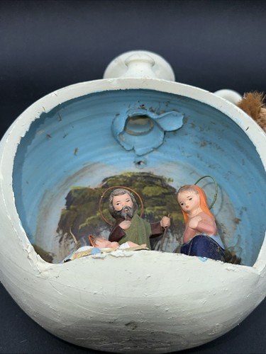Presepe vintage grande in argilla Ortigan, Made in Spain, Maria Giuseppe e Gesù Bambino. - Foto 7 di 8