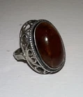 Vintage Sterling Silver Baltic Amber Ring - Size 7.5 - With Hallmark