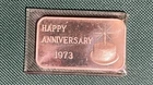 One Troy Ounce Fine Silver Bar 999 Happy Anniversary Perfect Gift 1973 Crabtree