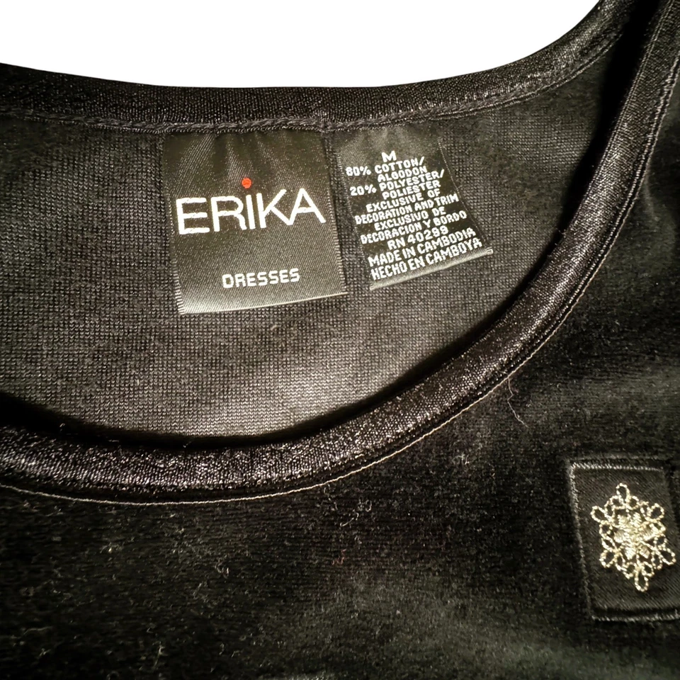 Платье макси женское Erika черное бархатное рождественское праздничное среднее с вышивкой бантами - Изображение 4 из 4