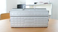 Caja de herramientas TOYO Steel ST-350 plateada de 2 niveles hecha en Japón estuche de almacenamiento hágalo usted mismo camping