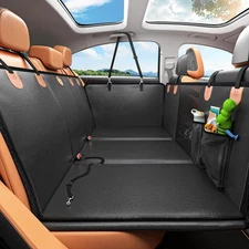 Back Seat Extender For Dogs Hard Bottom PU Leather Seat Cover Protector For Pets