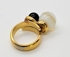 VTG 1970 CHRISTIAN DIOR SIGNED GERMANY GOLDTONE ONYX & MOONSTONE RING SZ 5 1/2 — photo 6