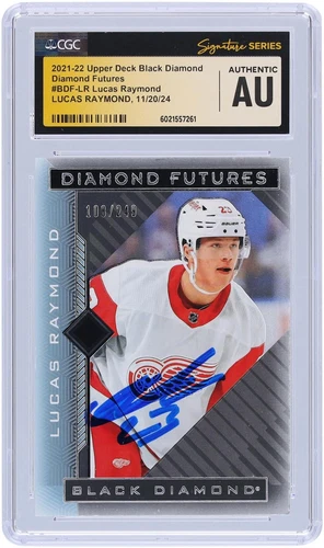 Lucas Raymond Red Wings Signed 2021-22 Upper Deck #BDF-LR #/249 CGC Rookie Card