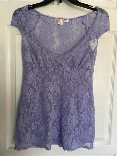 Lencería vintage Victoria Secrets talla Y2K pequeña encaje púrpura sexy nocturna - Imagen 1 de 7