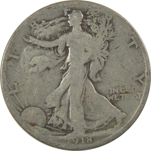 1918 S Liberty Walking Silver Half Dollar G Good 50c Coin SKU:I24547
