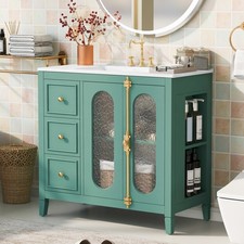 36-inch Bathroom Vanity with 2 Soft Close Doors, Solid Wood Frame Modern Bathr