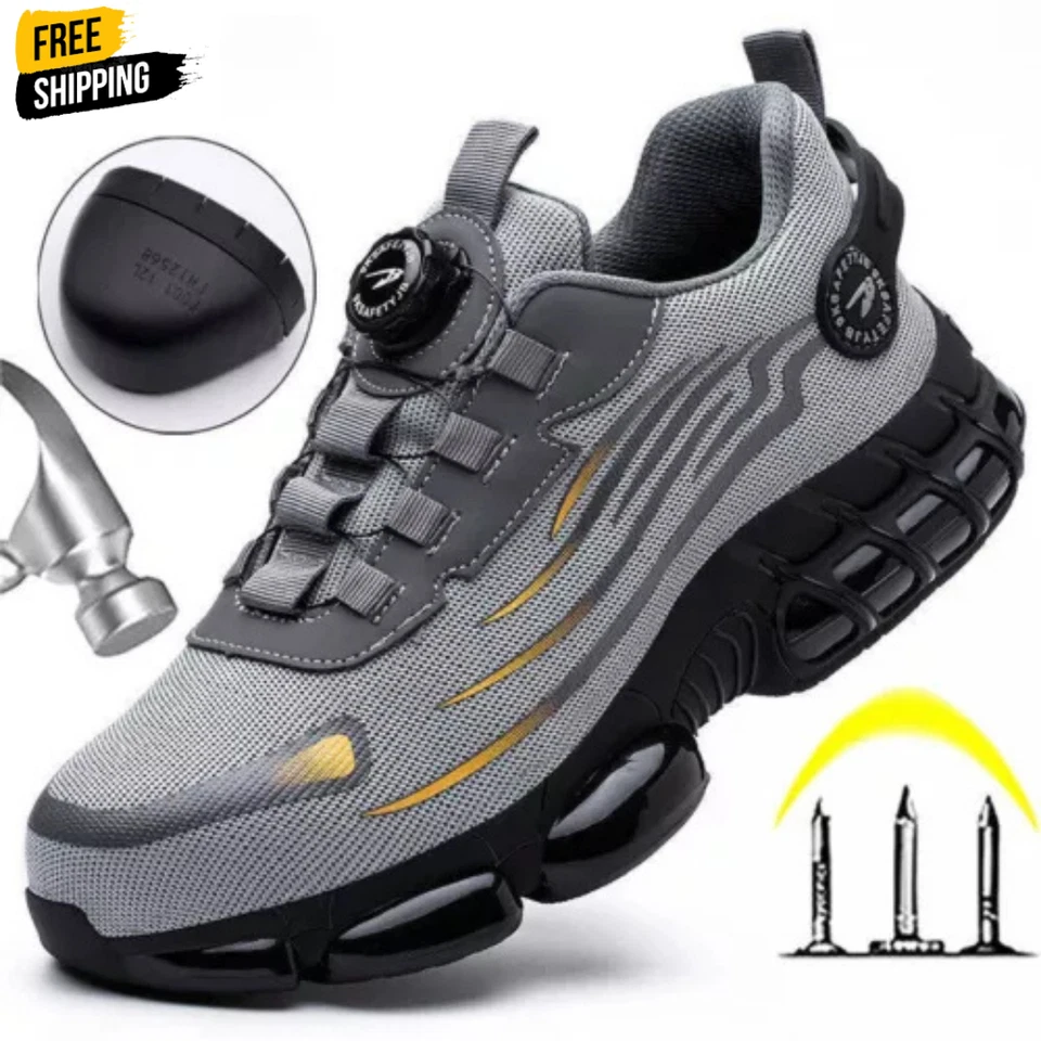 MARKENLOS Herren Sicherheitsschuhe Leichte Arbeitsschuhe Stahlkappe S3 Sport Sneaker DE