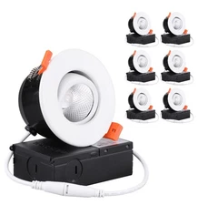 TORCHSTAR 3-Inch 7W LED Gimbal Airtight Recessed Light with Junction Box