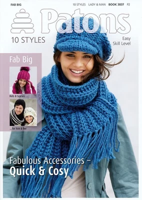 Patons HATS Schal Strickmusterbuch Unisex 12 Seiten 4 Muster Super Chunky - Bild 1 von 4