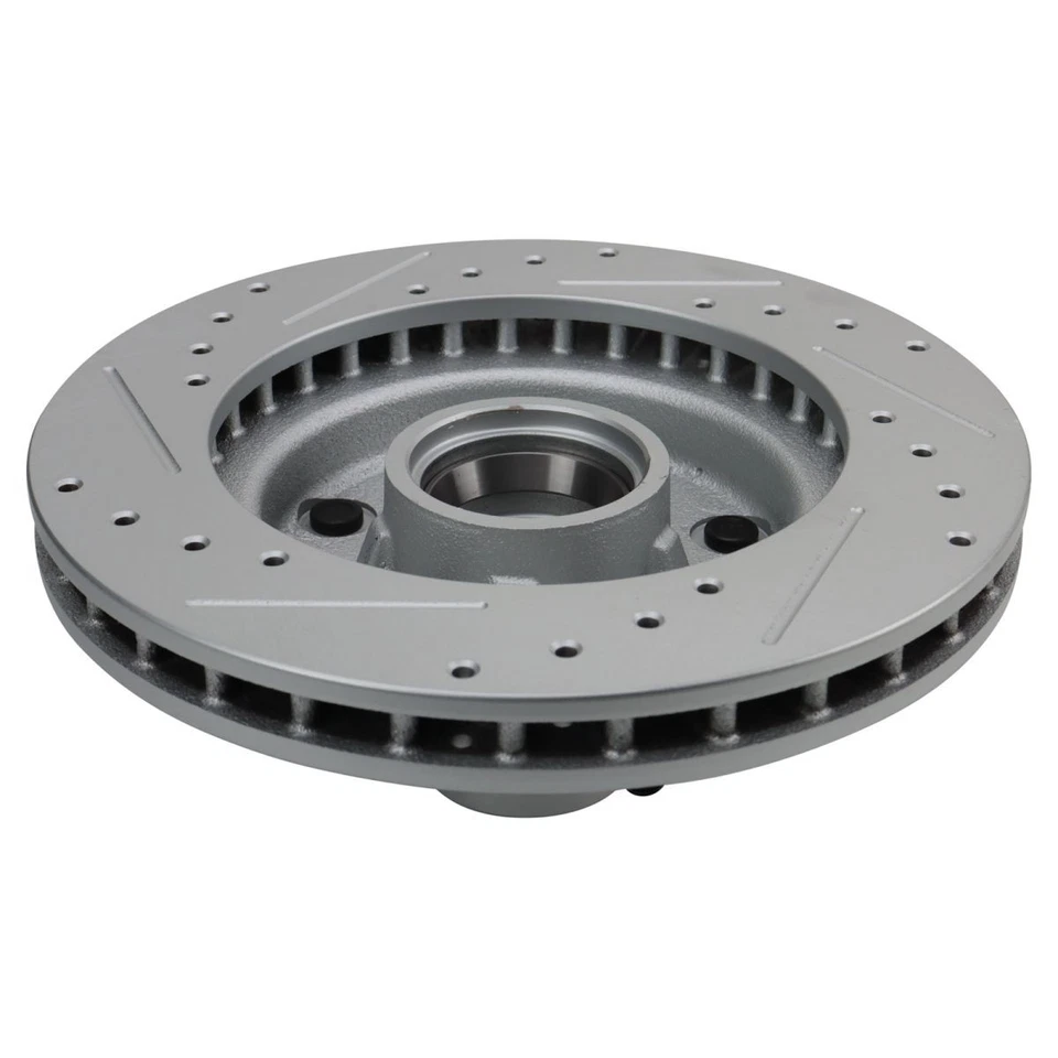 Kit de pastillas delanteras de rotor de freno perforado ranurado recubierto y cerámica Performance Foto 3 de 4