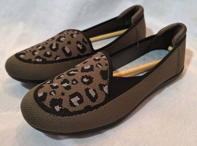 NIB Clarks Cloudsteppers Carly Star Knit Loafers Shoes Dark Olive Green Sz 8 M