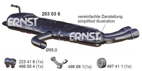 Ernst EndschalldäMpfer NachschalldäMpfer 203036 FüR 8P1 Audi A3 FSI-image