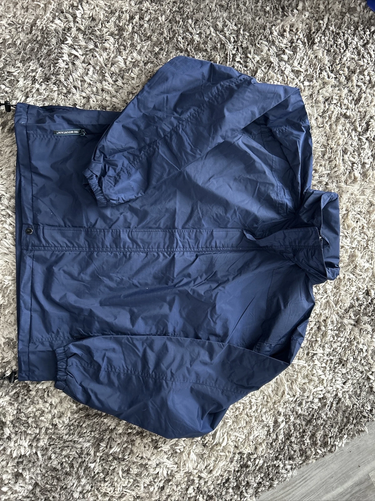 NEW TRI-MOUNTAIN NAVY WATER REPEL JACKET WITH HOOD MENS L