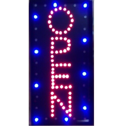 Animated Motion LED Business Vertical Open SIGN +On/Off Switch Bright Light Neon - Picture 1 of 3