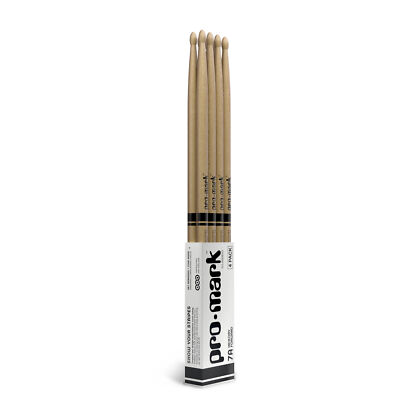 ProMark Classic Forward 7A Hickory Drumstick, Oval Wood Tip, 4-Pack, TX7AW-4P