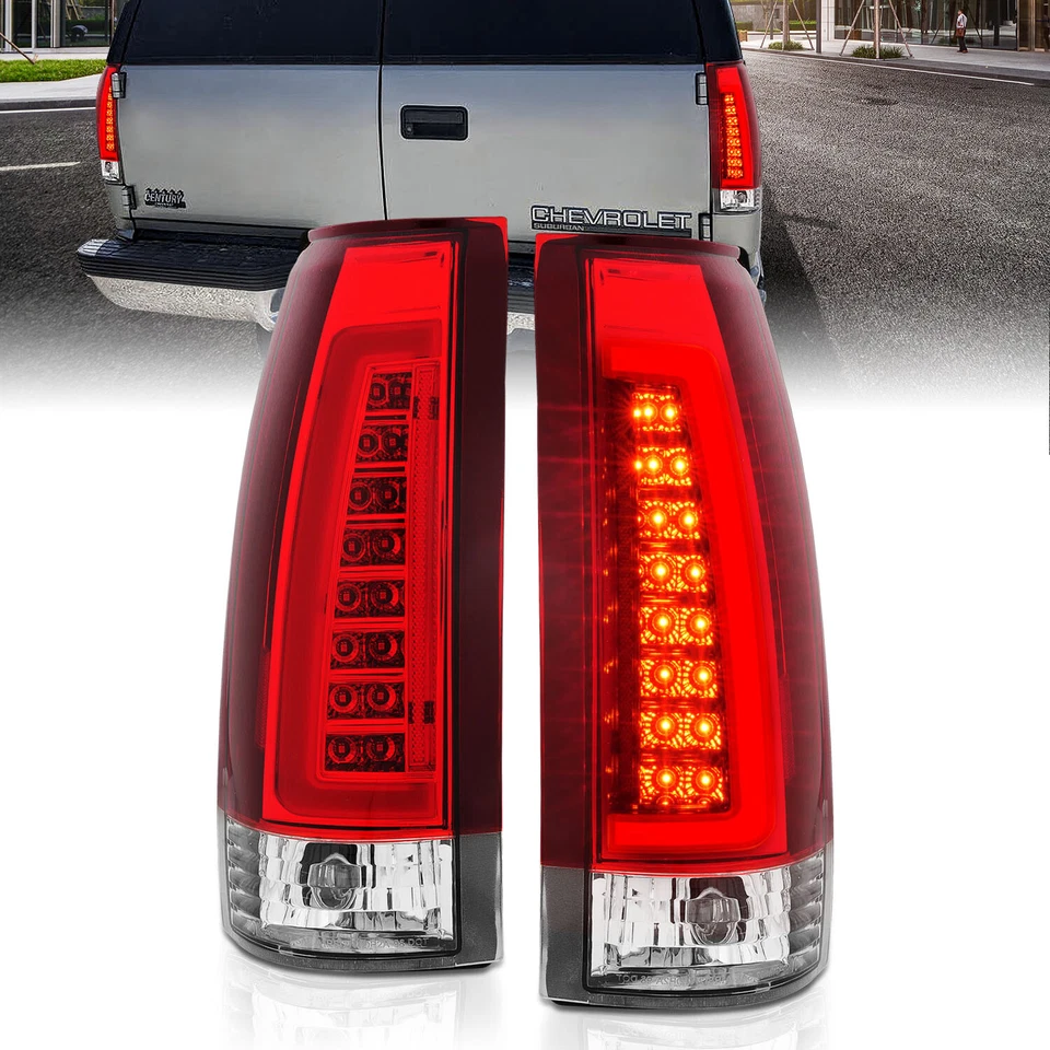 Juego de luces traseras LED rojas C-Bar 1988-99 para Chevy/GMC C10 C/K Silverado Tahoe Sierra Foto 3 de 4