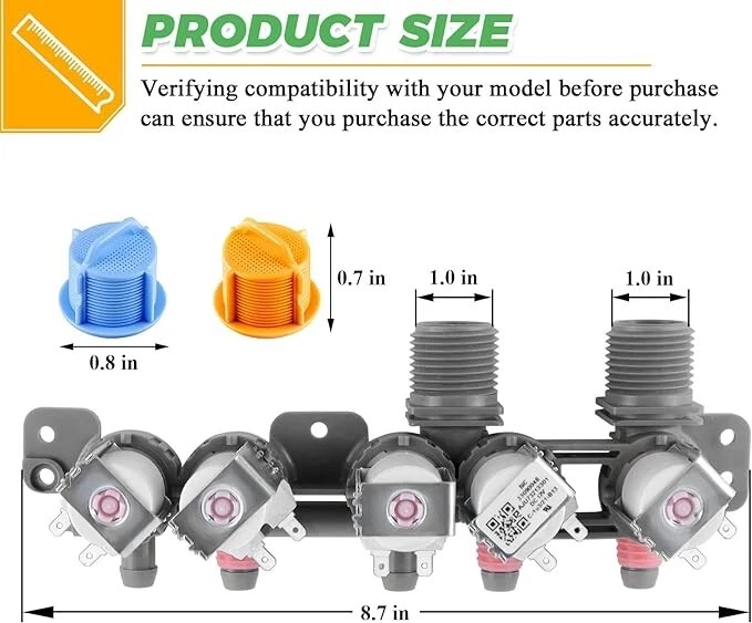 Válvula de entrada de agua de lavadora para LG WT5070CW WT4970CW WT1501CW WT5480CW WT5170HV Foto 4 de 4
