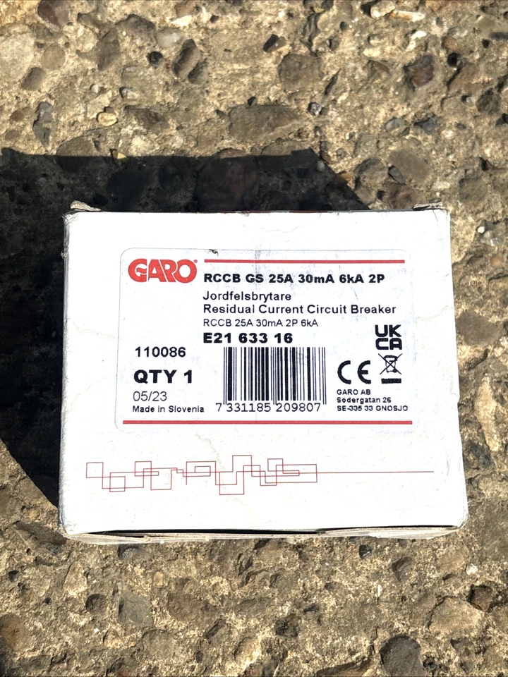 Garo 25 Amp RCBO GS B25a 2P ELECTRIC RESIDUAL CURRENT CIRCUIT BREAKER E2163230 C - Image 3 of 4