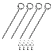 4-Sets Stainless Eyebolt M6x148mm Shoulder Lifting Eye Bolt with Nuts Washers