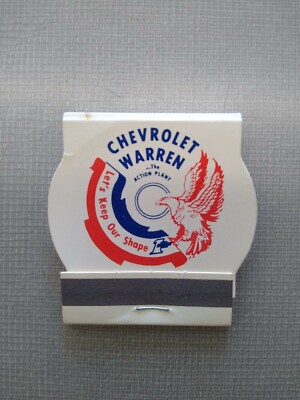 Chevrolet Warren Full Matchbook The Action Plant Contour Susie Shape Eagle