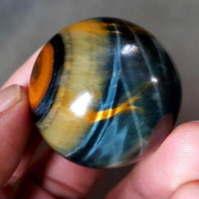 1X Natural blue Tiger's eye jasper quartz Sphere crystal balls rock2025US.