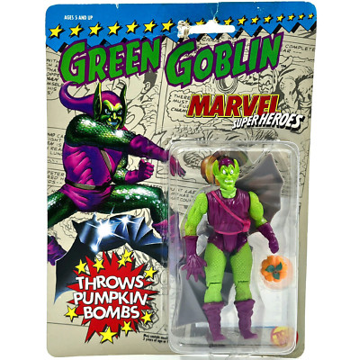 GREEN GOBLIN FIGURE 1991 MARVEL SUPER HEROES TOYBIZ PUMPKIN BOMBS VINTAGE OVP