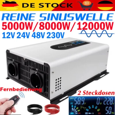 MARKENLOS 8000W 12000W Max 12V 24V 48V - 230V Sinusoidal Puro Convertidor de Voltaje Inversor