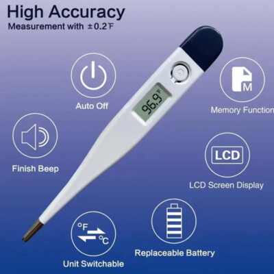 Thermometer for Fever Digital Basal Body Oral Armpit or Rectal Electronic LCD