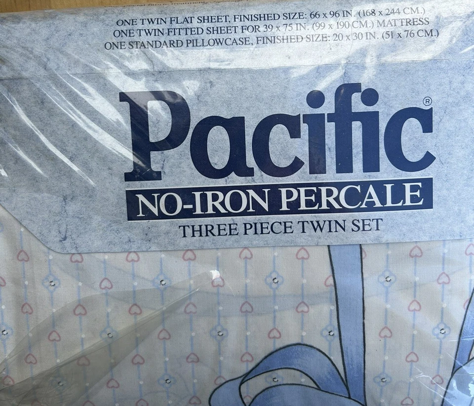 Juego de 3 sábanas dobles de vacas y cintas de los años 70 PACIFIC MILLS EE. UU. NUEVO CON ETIQUETAS Foto 4 de 4