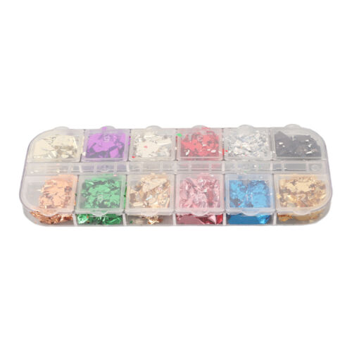 5 Boxes 12 Colors Nail Foil Flakes Sequin Set Glitter Nail Art Tablets DIY XAT - Afbeelding 1 van 22