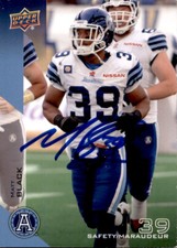 Matt Black  Signed 2014 Upper Deck CFL Football card #141 Toronto Argonauts