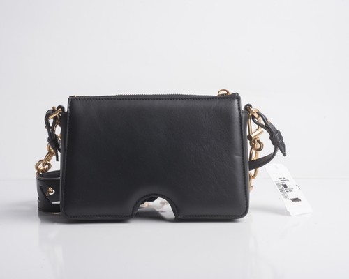 Off-White Virgil Abloh Womens Black Burrow Purse Bag Pouch Gold Chain Strap - Picture 2 of 8