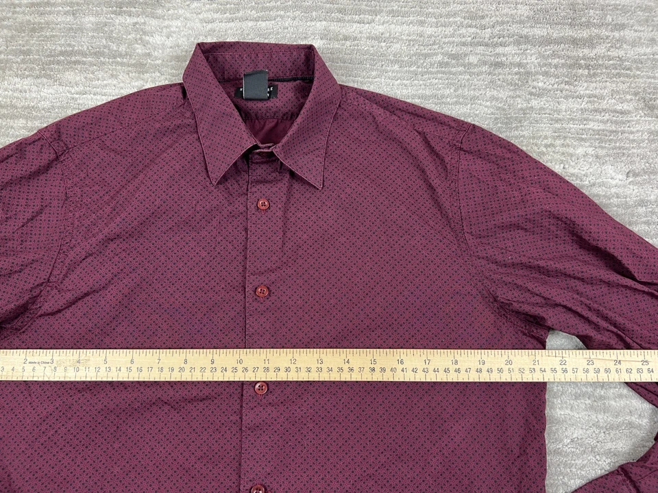 Structure Shirt Mens Medium 38-40 Red Geometric Premium Woven Long Sleeve - Image 4 of 4