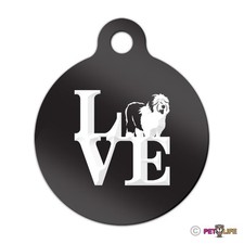 Love Old English Sheepdog Engraved Keychain Round Tag w/tab park oes Many Colors