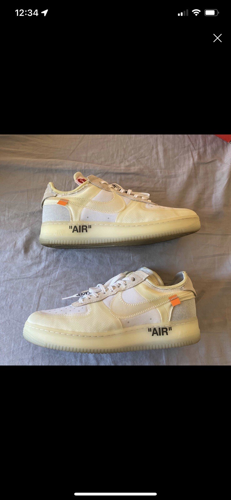 OFF WHITE X NIKE Taglia 10 Nike Air Force 1 x AF100 BIANCO SPORCO 2017