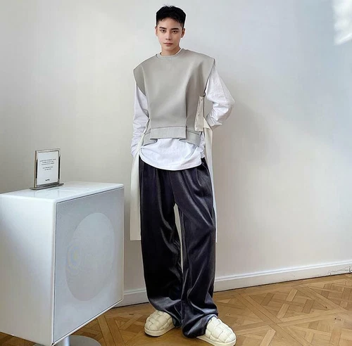 Mens Fashion Kniting Vest Winter Youth Loose Round Collar Sleeveless Casual Tops - Bild 10 von 11