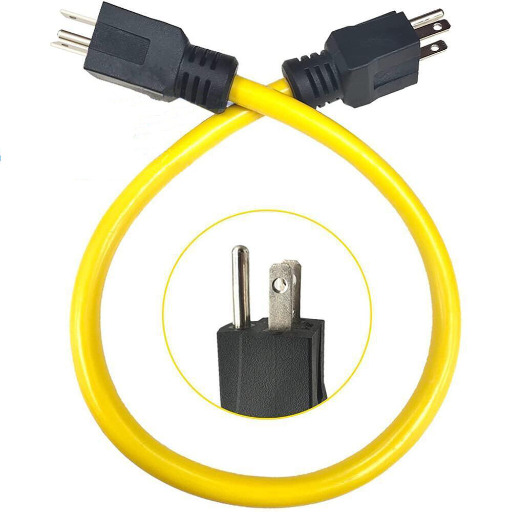 3Prong Plug 12AWG 125V Double Male Extension Cord Generator Adapter for Transfer