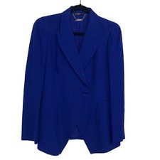 Alexander McQueen 2013 Double Breasted Blazer Electric Blue Drop Hem IT44 8 MED