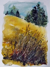 Original WINTER watercolor impressionist painting