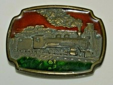 Vintage 1970s Solid Locomotive Steam Train Engine Railroad Belt Buckle KOLEACO