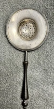ANTIQUE Mathews & Prior (New York, NY) Sterling Silver Tea Strainer, Wood Handle