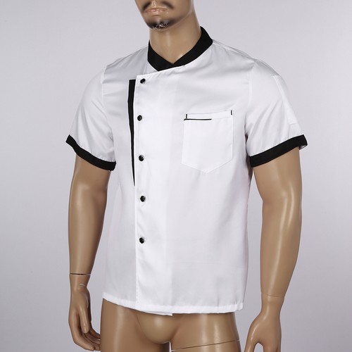 Unisex Men Women Short Sleeve Chef Jacket Coat Cook Work Restaurant Uniform Top - Picture 23 of 43