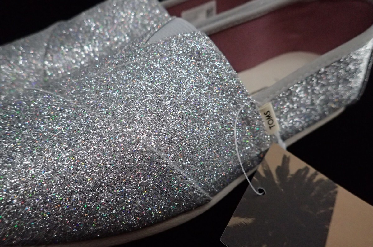 Toms Silver Glitter Shoes New